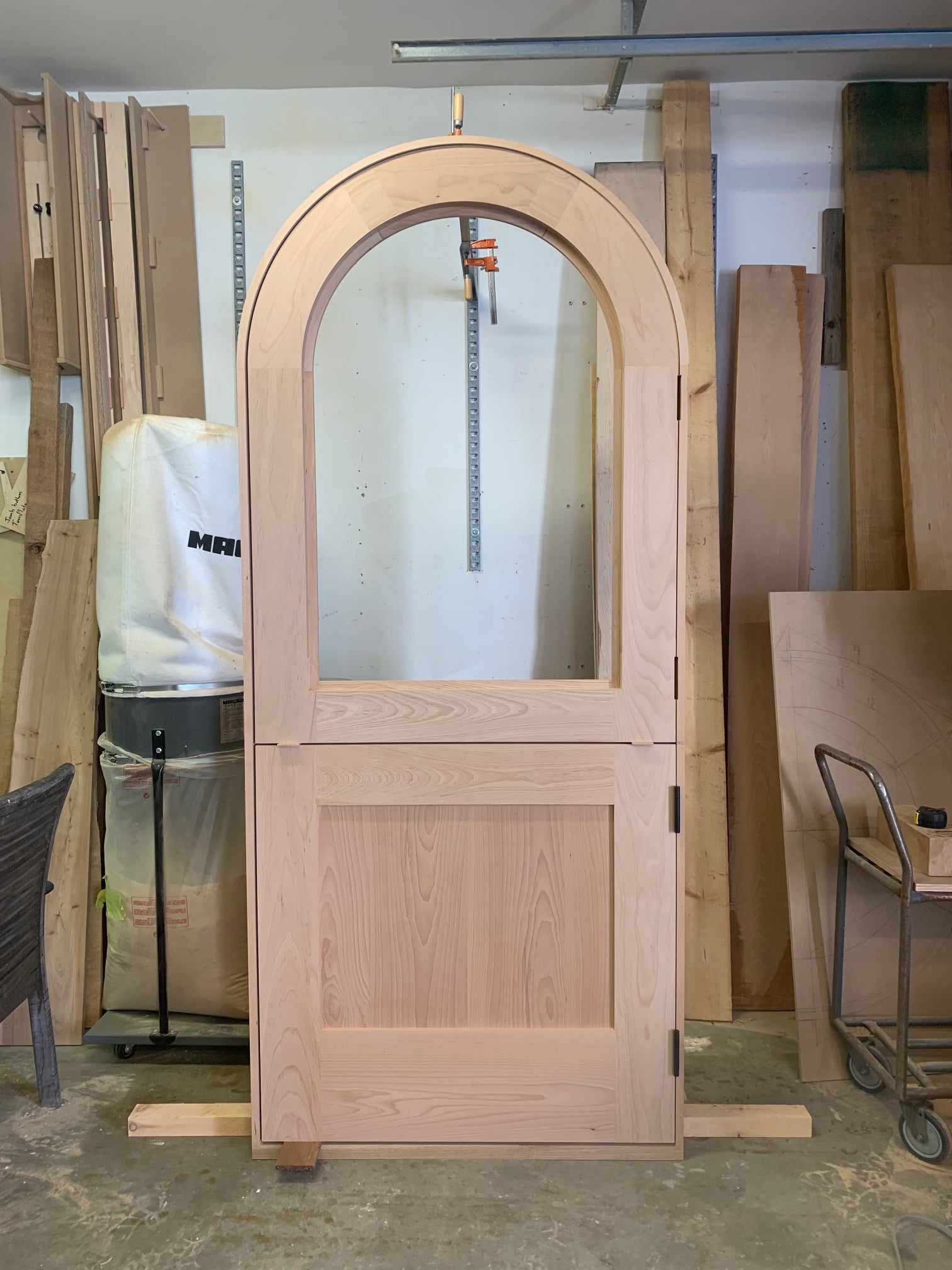 Arched wood front door